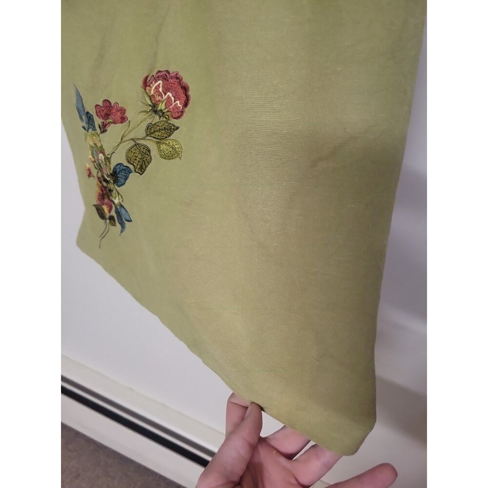 Y2K Women's Embroidered Floral Dress Size 10 Green Cottagecore Prairie Boho 70's - Picture 10 of 13